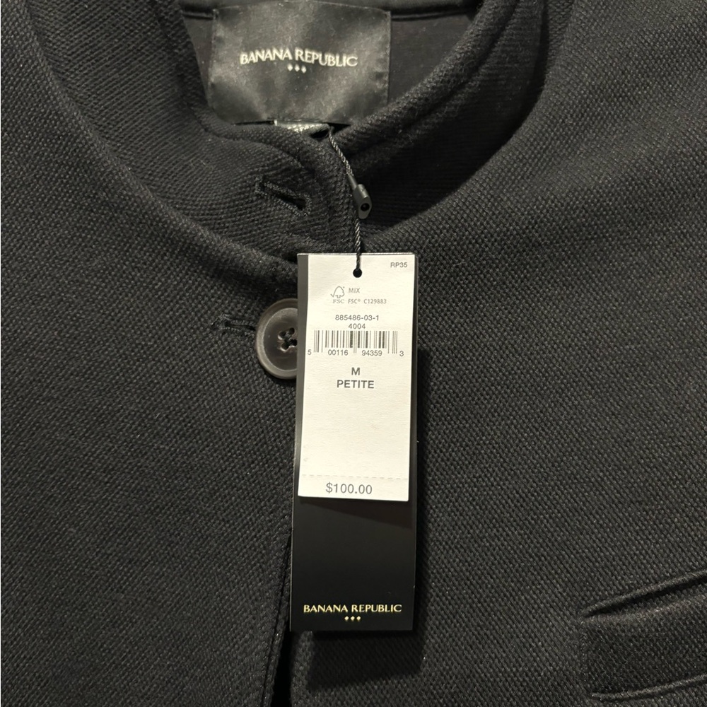 Banana Republic black mandarin collar soft knit blazer jacket new w tags. FALL - Picture 3 of 10